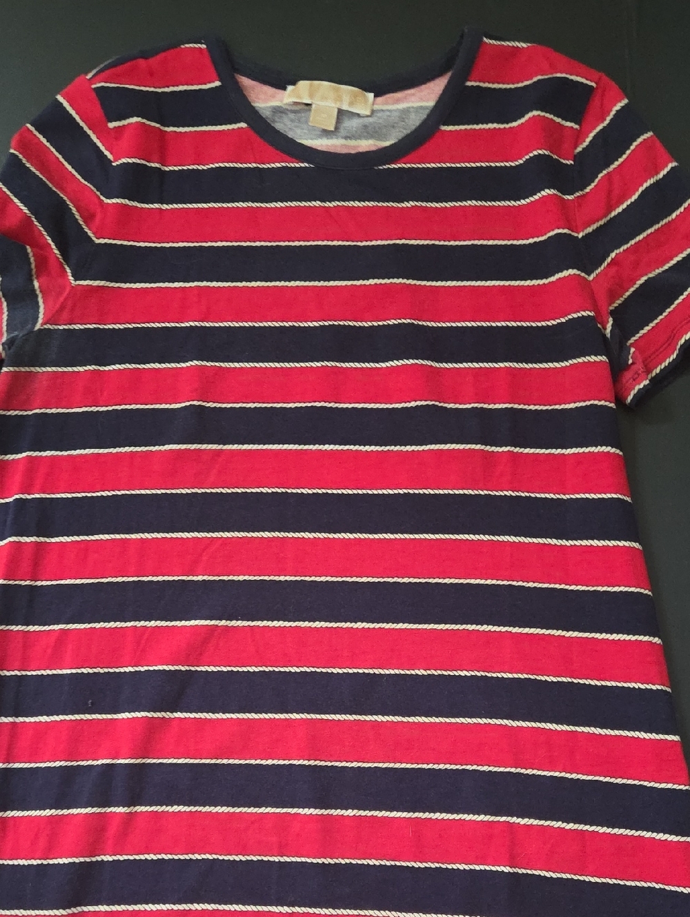 Red & Navy Striped Short-Sleeve Dress